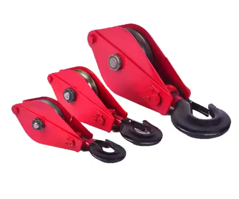 Roter Hochleistungs-Umlenkblock mit Haken - Einscheiben-Abschlepprolle